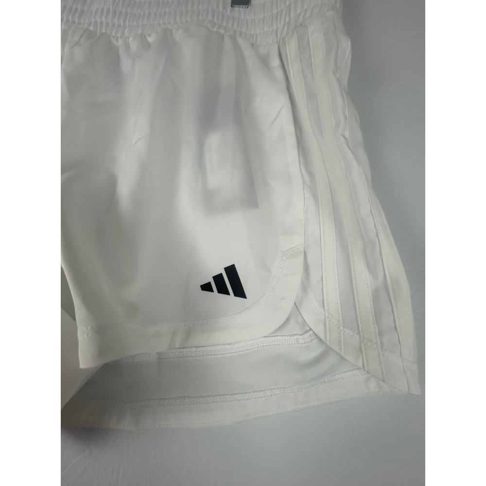 Adidas Womens Pacer 3" High Shorts Medium White Training Running Athleisure NEW - Picture 3 of 6